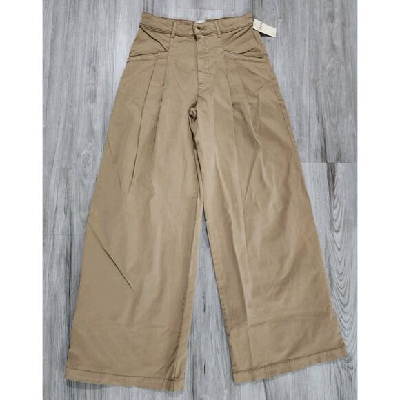 Anthropologie Pants 2 Women's Maeve The Colette Wide Leg Pleated Khaki Nwt $148 - Picture 2 of 13